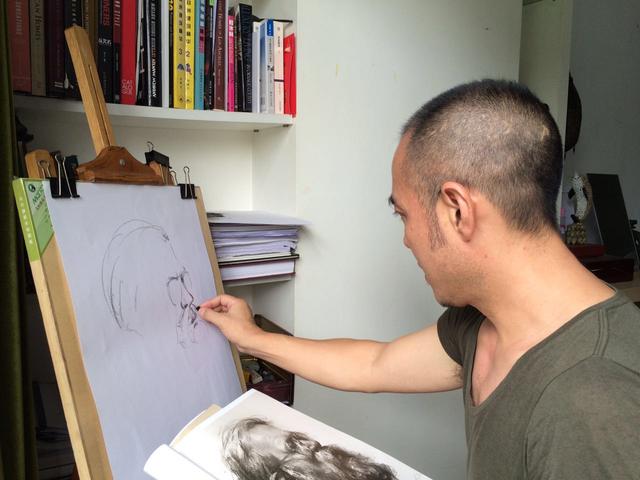 馬晨喬現場畫藝術作品